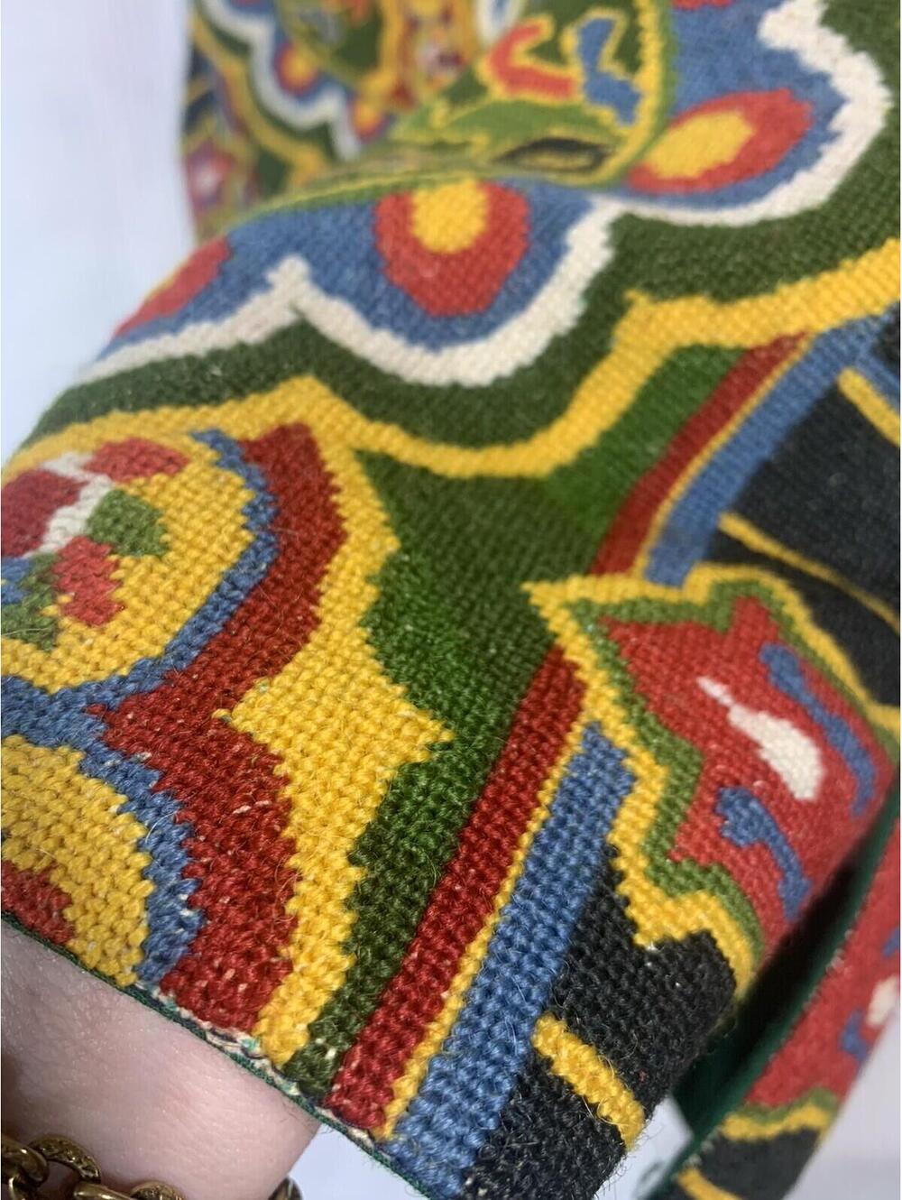 Vtg 60s Needlepoint Shirt Petit Point Hand Embroidered M L OOAK Textile Art Folk - Picture 15 of 15